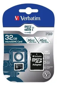 Karta pamięci microSDHC 32GB Class 10 UHS I z adapterem VERBATIM "PRO"